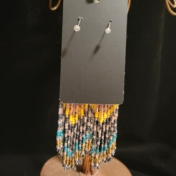 Bohemian Geometric Beaded Earrings - Picture 2 of 4